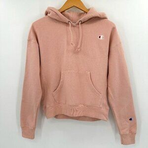 Champion Reverse Weave Pink Long Sleeve Hoodie Kangaroo Pocket Small Sweatshirt